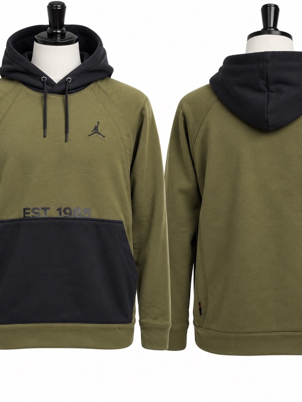 Jordan Flight Men’s 3XL Olive Green Black Pullover Hoodie Embroidered
